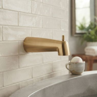 Click here to see Moen 3839BZG Moen Wall-Mount Tub Spout with Pull-Up Diverter, Slip Fit, Bronzed Gold - 3839BZG