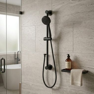 Click here to see Moen 3868EP15BL Moen Eco-Performance Handheld Shower with Slide Bar, 1.5 GPM, Watersense, Single-Function, Matte Black - 3868EP15BL