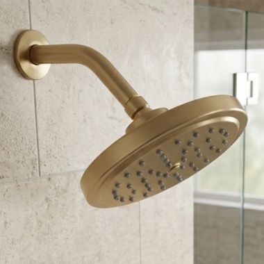Click here to see Moen S176EP15BZG Moen 6-inch Single-Function Round Raincan Showerhead with Immersion Technology, Eco-Performance, Self-Pressurizing, Bronzed Gold - S176EP15BZG