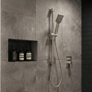 Click here to see Moen S3879EP15BN Moen 90-Degree Single-Function Handshower with Slide Bar, 1.5 GPM, Brushed Nickel - S3879EP15BN