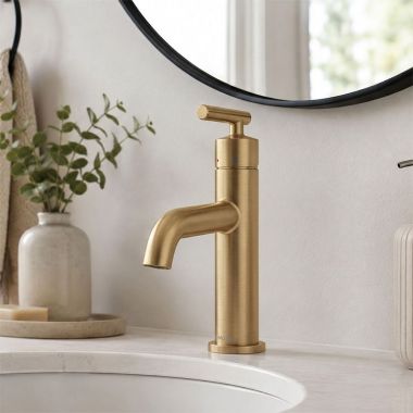 Click here to see Moen 6145BZG Moen Gibson Single-Handle Bathroom Faucet with Metal Pop-Up, Lever Handle, 1.2 GPM, Bronzed Gold - 6145BZG