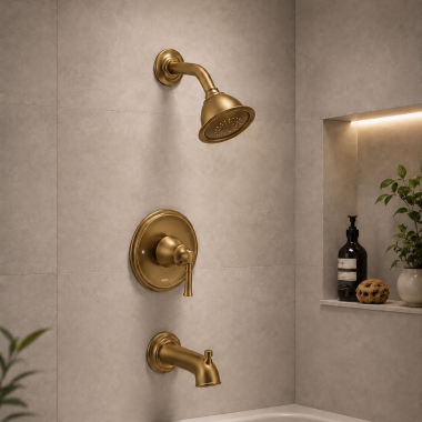 Click here to see Moen T2183EPBZG Moen Dartmoor Posi-Temp Single-Handle Tub/Shower Trim, 1.75 GPM, Bronzed Gold - T2183EPBZG