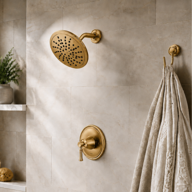 Click here to see Moen T2282EPBZG Moen Dartmoor Posi-Temp Single-Handle Shower Trim, 1.75 GPM, Bronzed Gold - T2282EPBZG