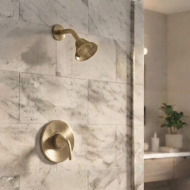 Click here to see Moen T2742EPBZG Moen Glyde Posi-Temp Single-Handle Shower Only Trim, 1.75 GPM, Bronzed Gold - T2742EPBZG