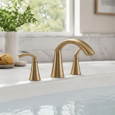 Click here to see Moen T373BZG Moen Glyde Roman Tub Faucet Trim, Lever Handles, Bronzed Gold - T373BZG 