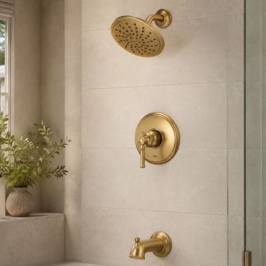 Click here to see Moen UT2283EPBZG Moen Dartmoor M-Core 2 Single-Handle Tub/Shower Trim, 1.75 GPM, Bronzed Gold - UT2283EPBZG
