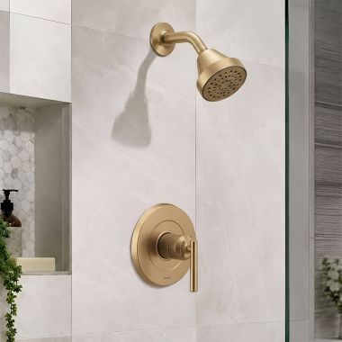 Click here to see Moen UT2902EPBZG Moen Gibson M-Core 2-Series Single-Function Shower Faucet, 1.75 GPM, Eco-Performance, M-PACT, Bronzed Gold - UT2902EPBZG