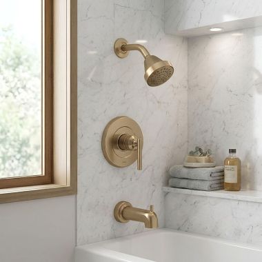 Click here to see Moen UT2903EPBZG Moen Gibson M-Core 2-Series Tub/Shower Faucet, Single-Function, Eco-Performance, 1.75 GPM, Bronzed Gold - UT2903EPBZG