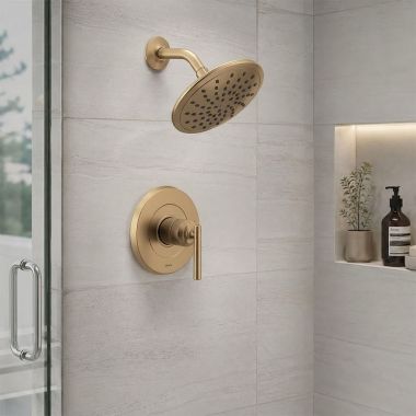 Click here to see Moen UT3002EPBZG Moen Gibson M-CORE 2 Single-Handle Shower Trim, 1-Function, Lever Handle, 1.75 GPM, Bronzed Gold - UT3002EPBZG