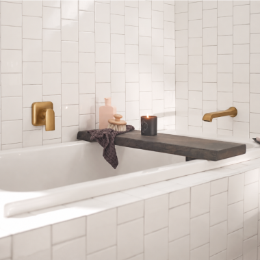 Click here to see Moen WT901BZG Moen Genta LX Single-Handle Wall-Mount Tub Filler Trim with Ultrathin Spout, Lever Handle, 8 GPM, Bronzed Gold - WT901BZG