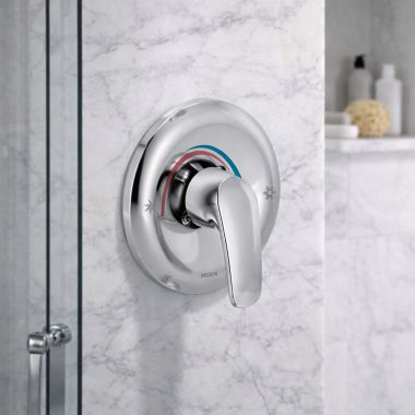 Click here to see Moen TL5181 Moen Chateau Posi-Temp Pressure-Balance Single-Handle Valve Only Trim, Round, Lever Handle, Chrome - TL5181