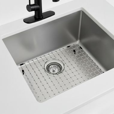 Click here to see Moen GSA58B Moen 20” 18 Gauge Stainless Steel Sink Grid, Rear Drain, Chrome - GSA58B 