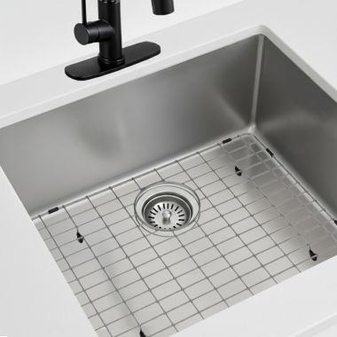 Click here to see Moen GSA53B Moen 20” 18 Gauge Stainless Steel Sink Grid, Rear Drain, Chrome - GSA53B