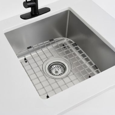 Click here to see Moen GSA50 Moen 10” Stainless Steel Sink Grid, Rear Drain, Chrome - GSA50