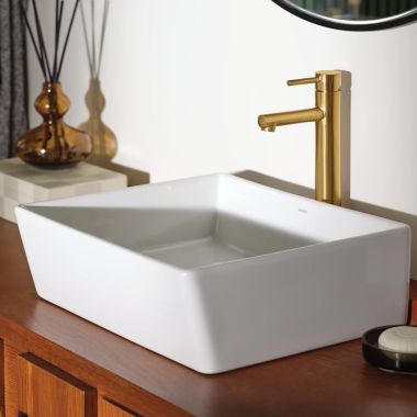 Click here to see Moen BGCW10RV1618 Moen Vessel Rectangular Bathroom Sink, Vitreous China, ADA, White - BGCW10RV1618 