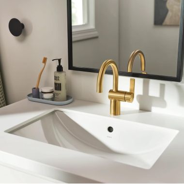 Click here to see Moen BGCW10RU1223 Moen Undermount Rectangular Bathroom Sink, Vitreous China, ADA, White - BGCW10RU1223