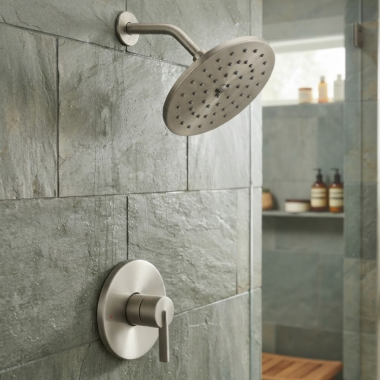 Click here to see Moen UT3362EPBN Moen CIA M-CORE 3 Single-Handle Shower Trim Kit, One-Function, Lever Handle, WaterSense, 1.75 GPM, Brushed Nickel - UT3362EPBN