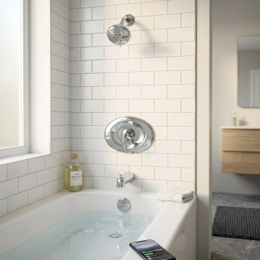 Click here to see Moen T2139EP Moen Eva Posi-Temp Single-Handle Tub/Shower Trim Kit, Lever Handle, 1.75 GPM, Chrome - T2139EP