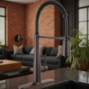Click here to see Delta 9613-RB-DST Delta Essa Single-Handle Pull-Down Spring Kitchen Faucet, 1.8 GPM, Venetian Bronze - 9613-RB-DST