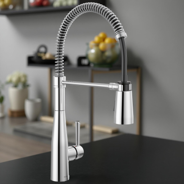 Click here to see Delta 9613-DST Delta Essa Single-Handle Pull-Down Spring Kitchen Faucet, 1.8 GPM, Chrome - 9613-DST