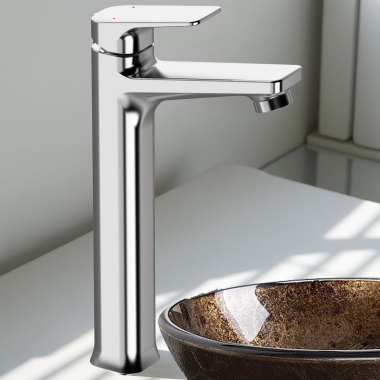 Click here to see Delta 44425-P Delta Korby Single-Handle Tall Vessel Faucet, Less Pop-Up, Chrome - 44425-P
