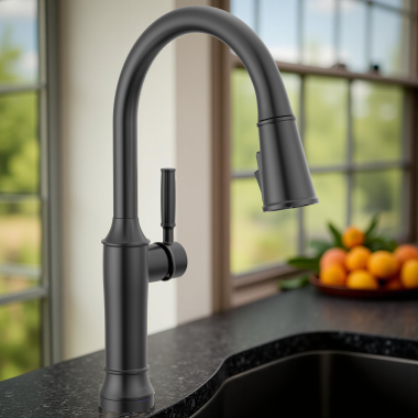 Click here to see Delta 9184TL-BL-DST Delta Renaldi Touch2O Single-Handle Pull-Down Kitchen Faucet, 1.8 GPM, Matte Black - 9184TL-BL-DST