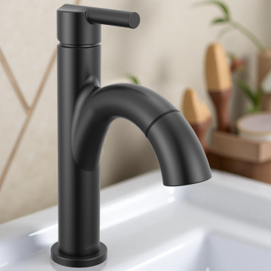 Click here to see Delta 15749LF-BLPD Delta Nicoli Single-Handle Pull-Down Bathroom Faucet, 1.2 GPM, Matte Black - 15749LF-BLPD