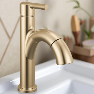 Click here to see Delta 15749LF-CZPD Delta Nicoli Single-Handle Pull-Down Bathroom Faucet, 1.2 GPM, Champagne Bronze - 15749LF-CZPD