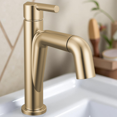 Click here to see Delta 15849LF-CZPD Delta Nicoli Single-Handle Pull-Down Bathroom Sink Faucet, 1.2 GPM, Champagne Bronze - 15849LF-CZPD