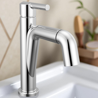 Click here to see Delta 15849LF-PD Delta Nicoli Single-Handle Pull-Down Bathroom Sink Faucet, 1.2 GPM, Chrome - 15849LF-PD