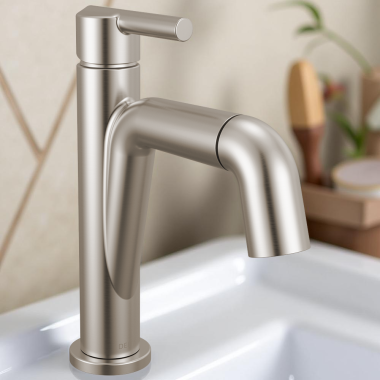 Click here to see Delta 15849LF-SSPD Delta Nicoli Single-Handle Pull-Down Bathroom Sink Faucet, 1.2 GPM, Stainless - 15849LF-SSPD