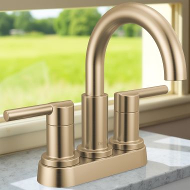 Click here to see Delta 25749LF-CZ Delta Nicoli Two Handle Centerset Bathroom Faucet, 1.2 GPM, Champagne Bronze - 25749LF-CZ