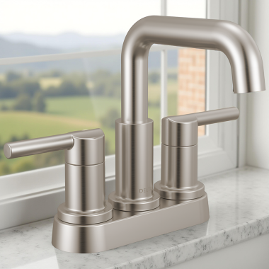 Click here to see Delta 25849LF-SS Delta Nicoli Two Handle Centerset Bathroom Faucet, 1.2 GPM, Stainless - 25849LF-SS