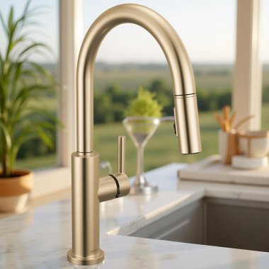 Click here to see Delta 19867LF-CZ Delta Nicoli Single-Handle Pull-Down Kitchen Faucet, 1.8 GPM, Champagne Bronze - 19867LF-CZ