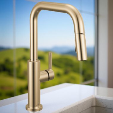 Click here to see Delta 19868LF-CZ Delta Nicoli Single-Handle Pull-Down Kitchen Faucet, 1.8 GPM, Champagne Bronze - 19868LF-CZ