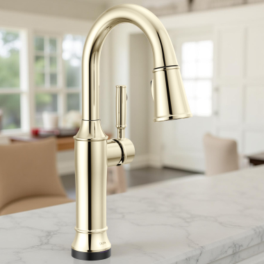Click here to see Delta 9984TL-PN-PR-DST Delta Renaldi Touch2O Single-Handle Pull-Down Bar/Prep Faucet, 1.8 GPM, Lumicoat Polished Nickel - 9984TL-PN-PR-DST