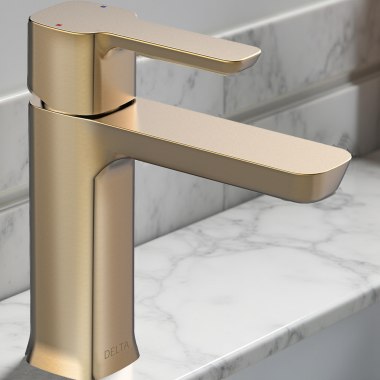 Click here to see Delta 33925-CZLPU Delta Kami Single-Handle Bathroom Faucet, Less Pop-Up, Champagne Bronze - 33925-CZLPU
