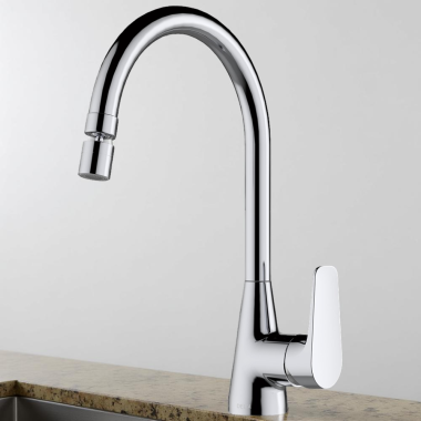 Click here to see Delta 44001-SQ Delta Ixa Jive Single-Handle Kitchen Faucet, Chrome - 44001-SQ