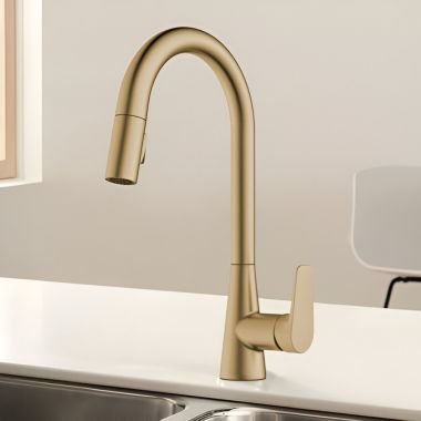Click here to see Delta 91355-CZ Delta Ixa Jive Single-Handle Pull-Down Kitchen Faucet, 1.8 GPM, Champagne Bronze - 91355-CZ