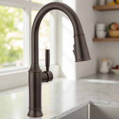 Click here to see Delta 9184-RB-DST Delta Renaldi Single-Handle Pull-Down Kitchen Faucet, 1.8 GPM, Venetian Bronze - 9184-RB-DST