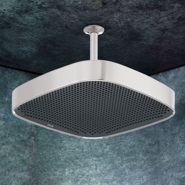 Click here to see Delta ISH1116 Delta MagnaDrizzle 15” Single Function Square Shower Head with Drizzle Spray, Polished Chrome - ISH1116