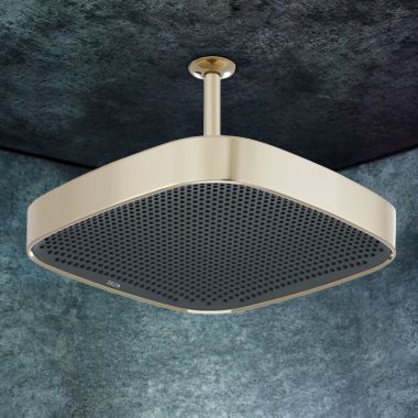 Click here to see Delta ISH1116-PN Delta MagnaDrizzle 15” Single Function Square Shower Head with Drizzle Spray, Polished Nickel - ISH1116-PN