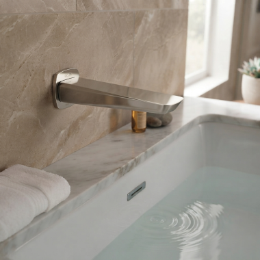 Click here to see Delta ITS61339-PN Delta Kami 7” Non-Diverter Tub Spout, Metal, Polished Nickel - ITS61339-PN