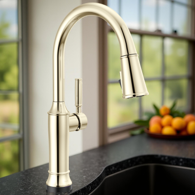 Click here to see Delta 9184TL-PN-PR-DST Delta Renaldi Touch2O Single-Handle Pull-Down Kitchen Faucet, 1.8 GPM, Lumicoat Polished Nickel - 9184TL-PN-PR-DST