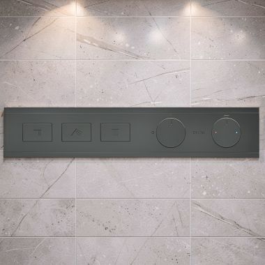 Click here to see Delta T77703-BL Delta MagnaChoice High Flow Push Button Thermostatic Trim with Three Outlets, Matte Black - T77703-BL