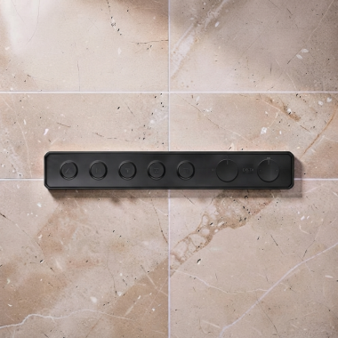 Click here to see Delta T87705-BL Delta MagnaChoice High Flow Push Button Thermostatic Valve Trim, 5 Outlet, Matte Black - T87705-BL 