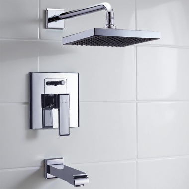 Click here to see Delta 26075 Delta Urban Arzo In-Wall Tub and Shower w/ Quadrate Shower Head, Chrome - 26075