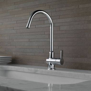 Click here to see Delta 23001 Delta Elemetro Single Handle High Arc Kitchen Sink Faucet, Chrome - 23001
