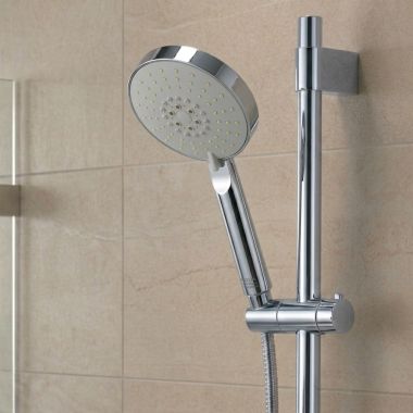 Click here to see Delta S665 Delta Centra-S 120 5-Function Wall-Mount Round Hand Shower, 2.5 GPM, Chrome - S665