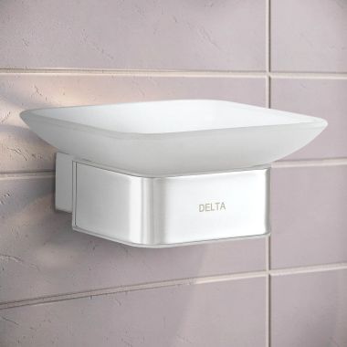 Click here to see Delta IAOSD002 Delta 4” Square Glass Wall Mounted Soap Dish, Chrome - IAOSD002